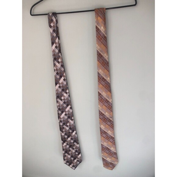 Bugatti Men's Tie Bundle Lot Tan Gray Brown - Picture 1 of 5